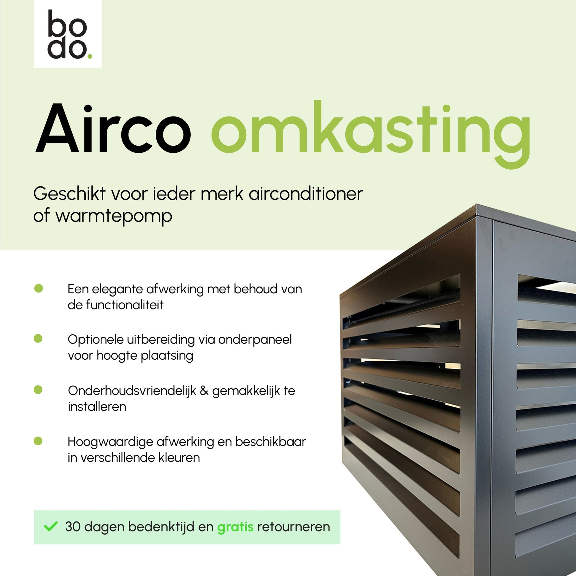 Bodo® - Aluminium Airco Cover - Airco Omkasting - Buitenunit omkasting - 100 x 70 x 50 cm - Small - Zwart - Airco - omkasting.com